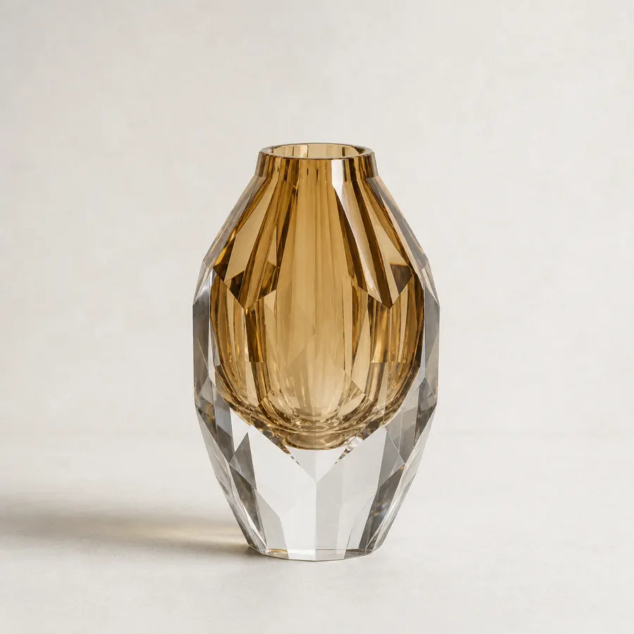 Modern amber faceted crystal vase selection